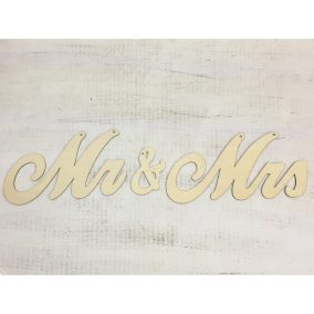 Natúr fa - "Mr & Mrs" írott felirat 65cm