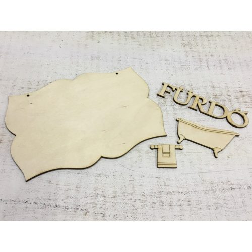 Natúr fa -  Fürdő tábla 19x13,5cm