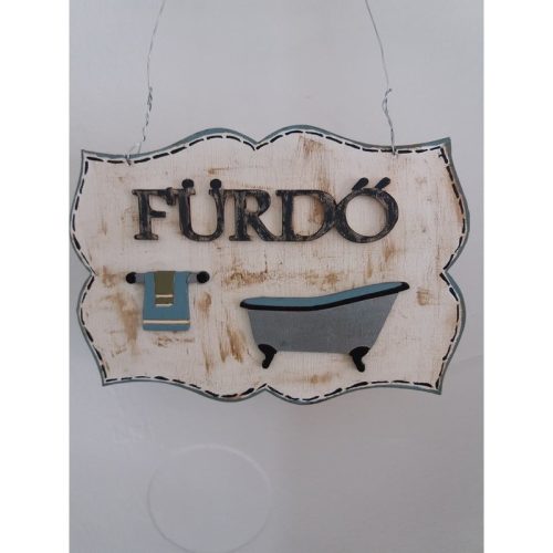 Natúr fa -  Fürdő tábla 19x13,5cm