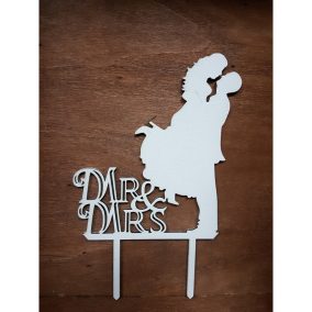   Fa -Tortadísz csókos pár "MR & MRS" fehér 18,5cm