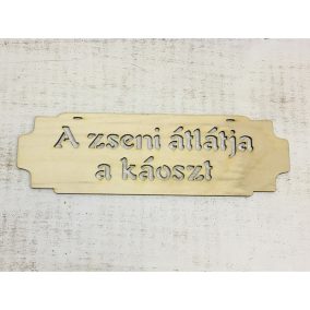 "A zseni átlátja a káoszt" tábla