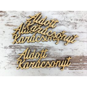  Natúr fa - "Áldott Karácsonyt" felirat 10cm 3db/csomag