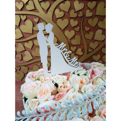Fa - Tortadísz "Mr&Mrs" fehér  17cm