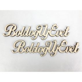   Natúr fa - "Boldog Új Évet" felirat 14,5cm 2db/csomag