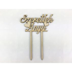   Natúr fa - Beszúrós "Szeretlek Anyu" felirat 13cm