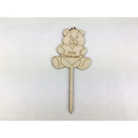   Natúr fa - Beszúrós maci "Boldog Valentin napot" 16cm