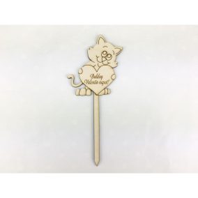   Natúr fa - Beszúrós cica "Boldog Valentin napot" 16,5cm