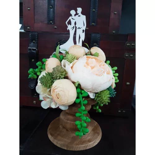 Fa - Jegyespár tortadísz fehér 15cm