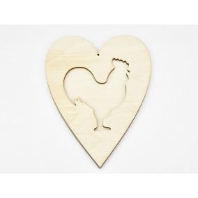 Natúr fa - Áttört szív kakas 20cm