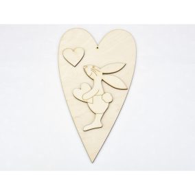 Natúr fa - Nyuszifiú + szív 25cm