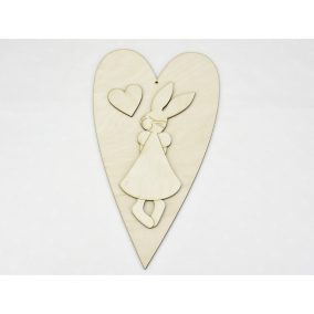 Natúr fa - Nyuszilány + szív 25cm
