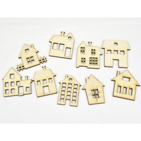 Natúr fa -  Házikó szett 5cm 9db/csomag