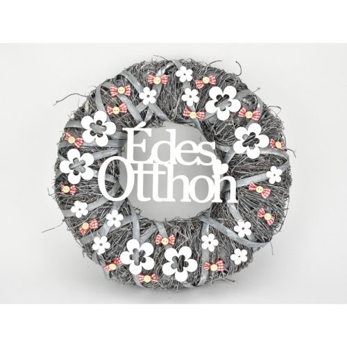 Fa - "Édes Otthon" felirat koszorúra fehér 11,5x20cm