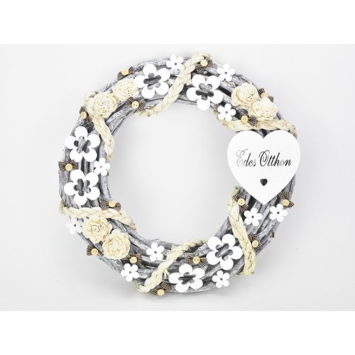 Fa - "Édes otthon" szív fehér 10cm