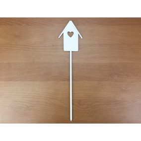 Fa - Beszúrós madárházikó fehér 7x29cm