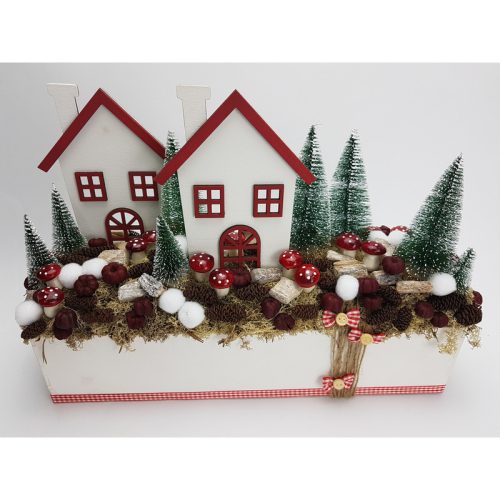 Natúr fa - Beszúrós kreatív házikó 12x23cm