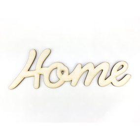   Natúr fa - "Home" írott felirat koszorúra 6,5x20cm