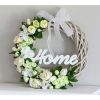 Natúr fa - "Home" írott felirat koszorúra 6,5x20cm
