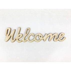   Natúr fa - "Welcome" írott felirat koszorúra 5x20cm