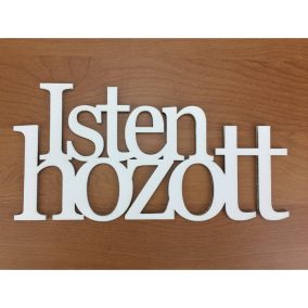   Fa - "Isten hozott" felirat koszorúra fehér 10x20cm