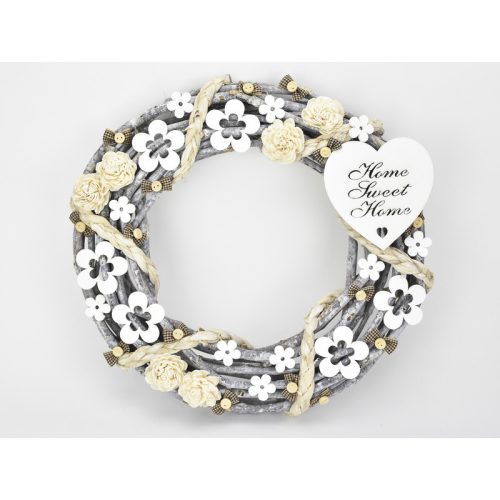 Fa - "Home Sweet Home" szív fehér 10cm