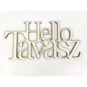   Natúr fa - "Hello Tavasz" felirat koszorúra 10x20cm