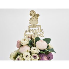   Natúr fa - Beszúrós felirat "Anyák napjára" kislányos