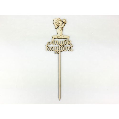 Natúr fa - Beszúrós felirat "Anyák napjára" kisfiús