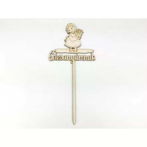 Natúr fa - Beszúrós felirat "Édesanyámnak" kislányos