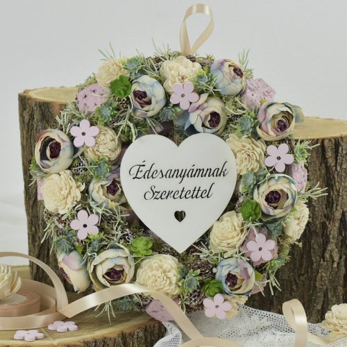 Fa - "Édesanyámnak Szeretettel" szív fehér 10cm