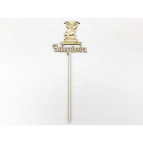   Natúr fa - Beszúrós felirat "Ballagásodra" könyves bagoly