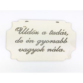 Tábla "Üldöz a tudás,..."