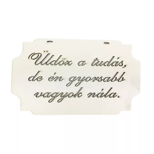 Tábla "Üldöz a tudás,..."