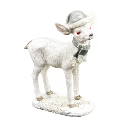 Kerámia glitteres álló fehér őzike sapkában 2 féle