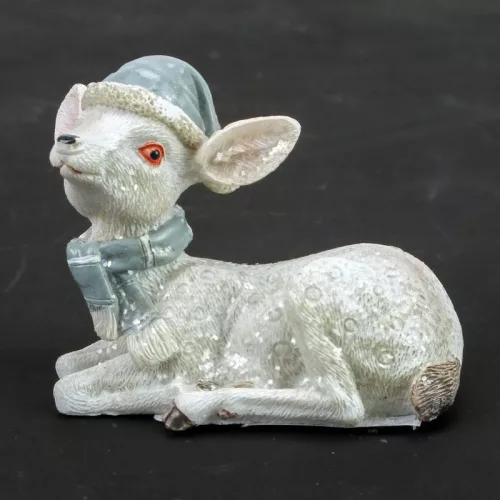 Kerámia glitteres fehér őzike sapkában 2 féle