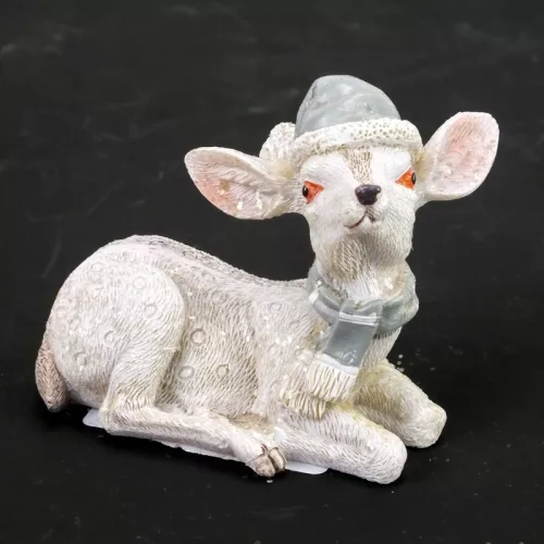 Kerámia glitteres fehér őzike sapkában 2 féle