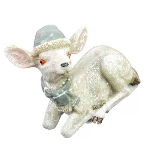 Kerámia glitteres fehér őzike sapkában 2 féle