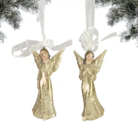   1db Kerámia angyalka akasztható arany színű ruhában (2 féle)