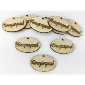   Natúr fa - "Keresztanyunak" ovál tábla 10db/csomag