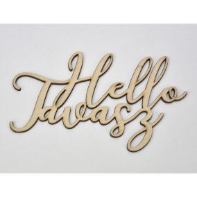   Natúr fa - "Hello Tavasz" irott felirat koszorúra 12x19cm