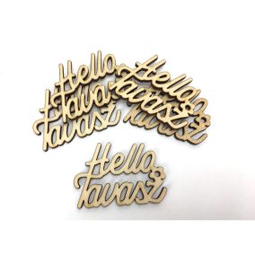   Natúr fa - " Helló Tavasz  " felirat 4,3x6cm 5db/csomag