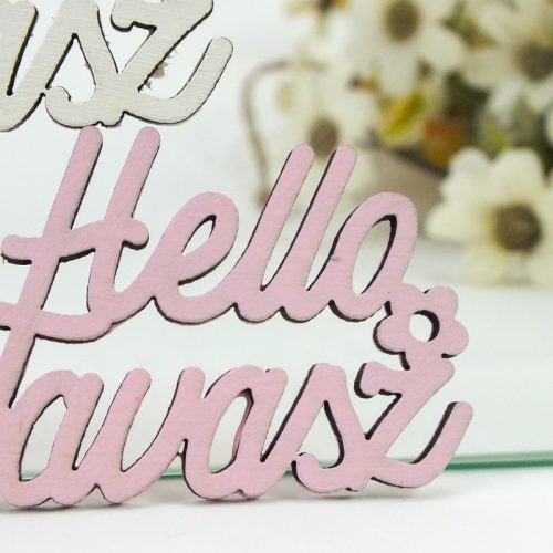 Világos színek "Helló Tavasz" feliratok 4,3x6cm 3db/csomag