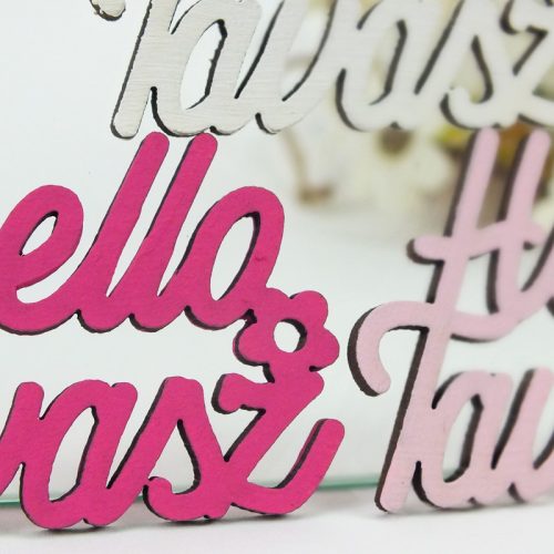 Világos színek "Helló Tavasz" feliratok 4,3x6cm 3db/csomag