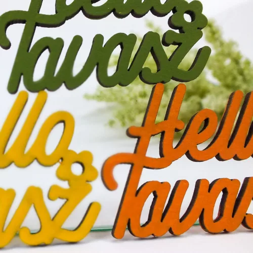 Élénk színek "Helló Tavasz" feliratok 6,7x8,5cm 3db/csom