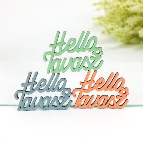   Pasztell színek "Helló Tavasz" feliratok 6,7x8,5cm 3db/csomag