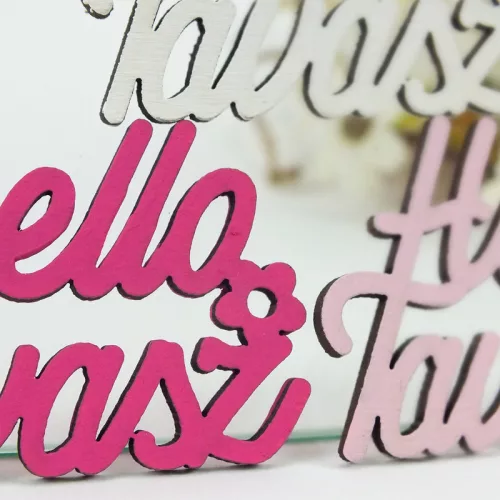 Világos színek "Helló Tavasz" feliratok 6,7x8,5cm 3db/csomag