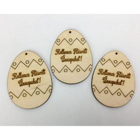   Natúr fa - "Kellemes Húsvéti Ünnepeket!" gravírozott tojás 6x8cm 3db/csomag