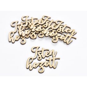   Natúr fa - "Isten hozott" felirat 6x6,5cm 5db/csomag