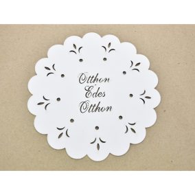   Díszes "Otthon Édes Otthon" tábla koszorúra fehér 18cm