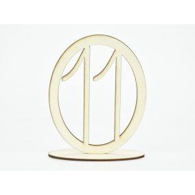 Natúr fa - Asztalszám ovális keretben 11-es 15,5cm